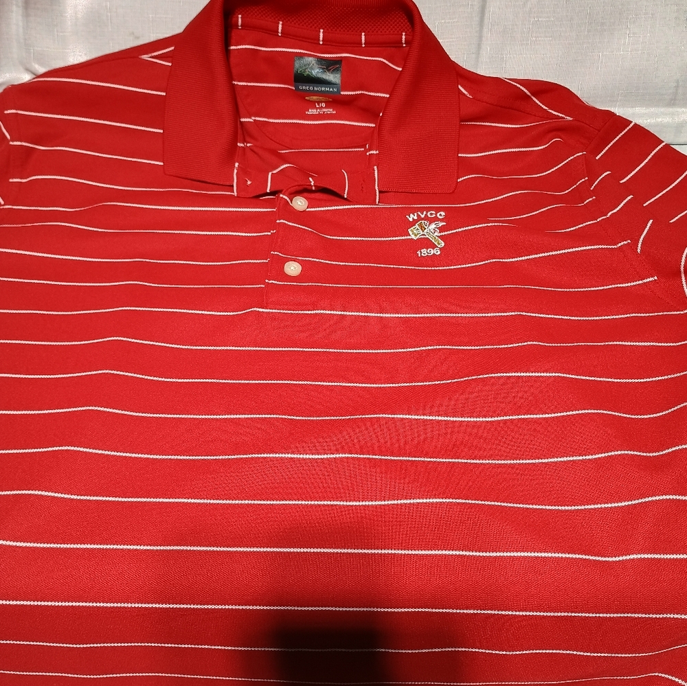 Greg Norman Collection Red and White Polo Shirt Classic Stripes